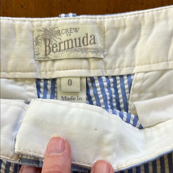 JCrew Seersucker Striped Blue and White Bermuda Shorts - Picture 2 of 5